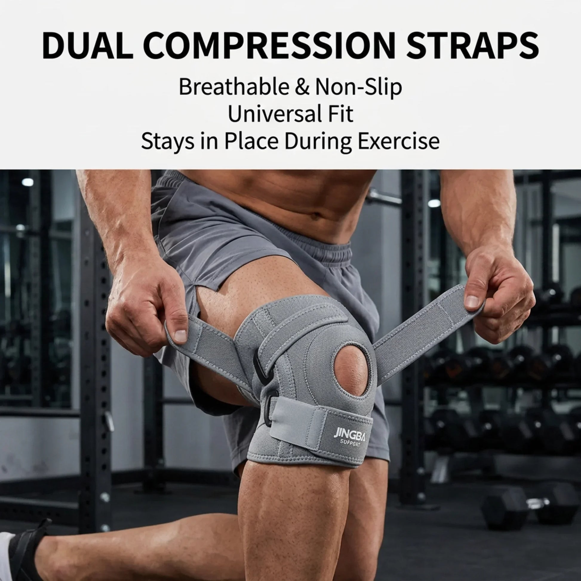 1PC Professional Knee Brace with Spring Support Adjustable Open Patella Knee Support Pad for Running Basketball Hiking Cycling